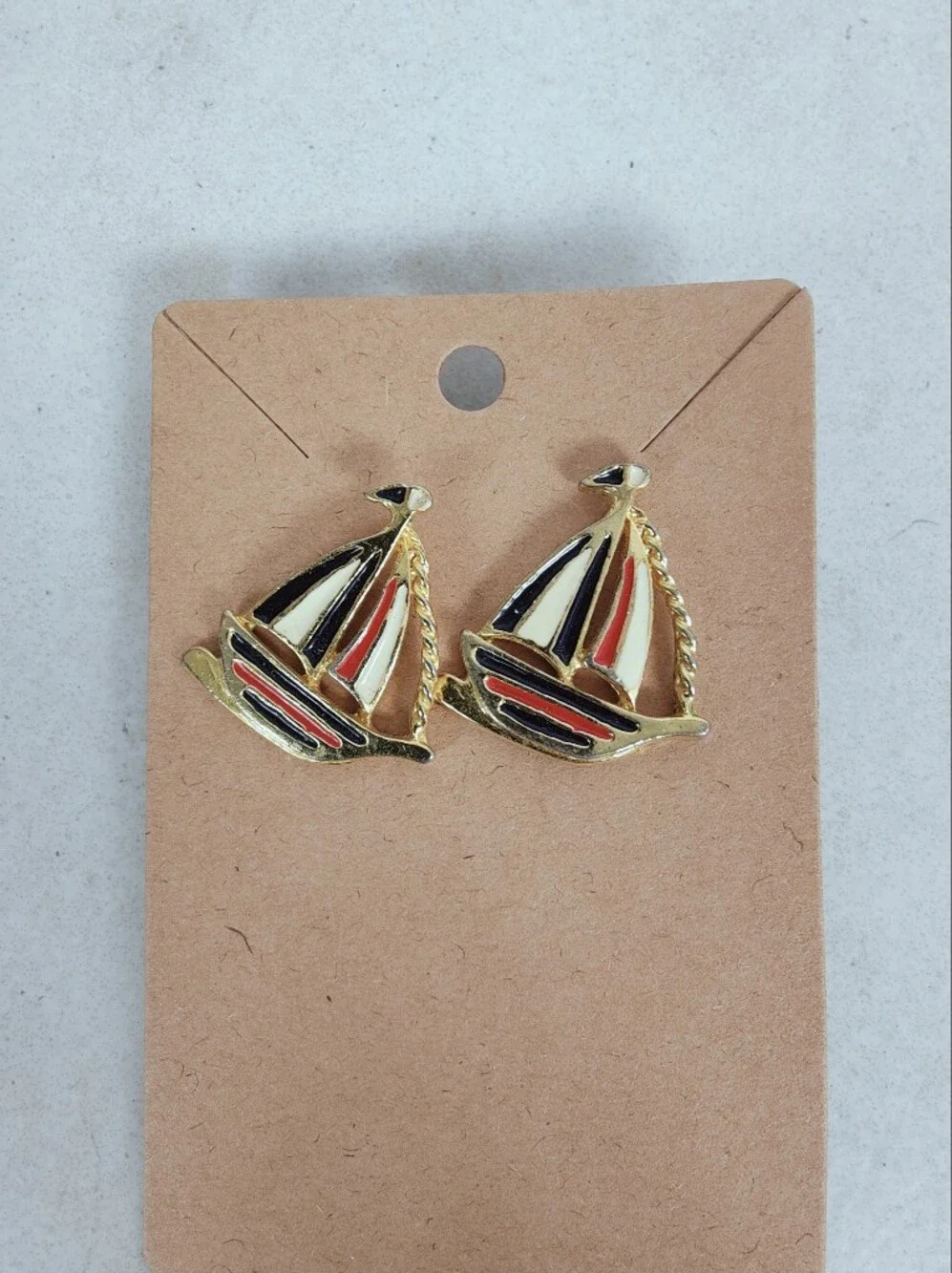 VTG Gold-Tone Enamel Sailboat Yacht 1
